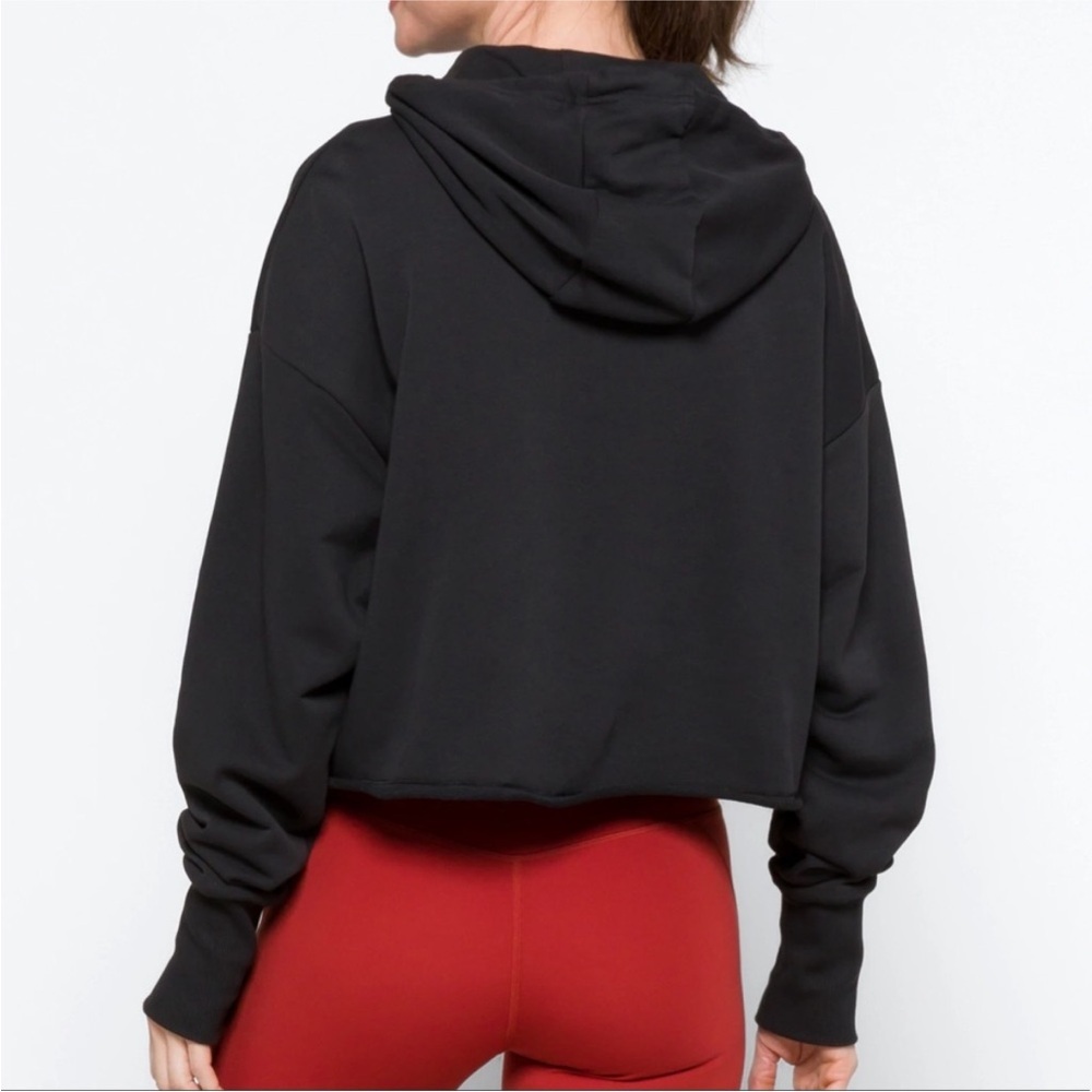 Adidas Holiday Graphic Cropped Hoodie Black - Picture 12 of 12